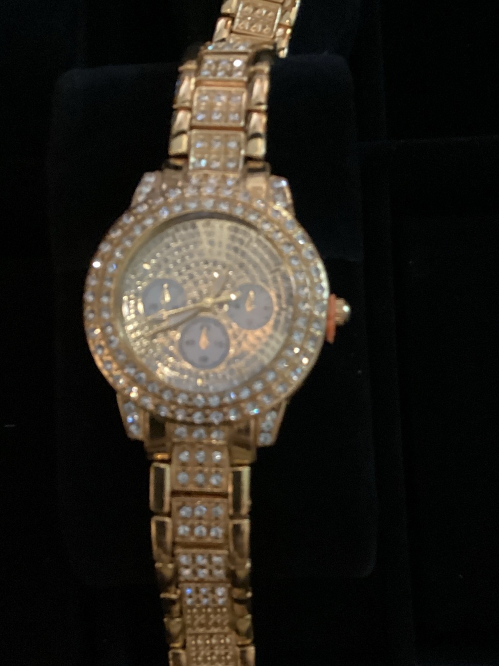 Women's Gold Crystal Accent Bracelet Watch